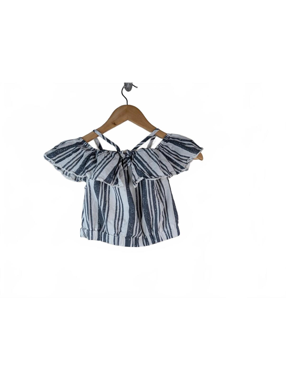 Haute Hippie Kids Style Girls' Striped Off-Shoulder Top Size 7/8